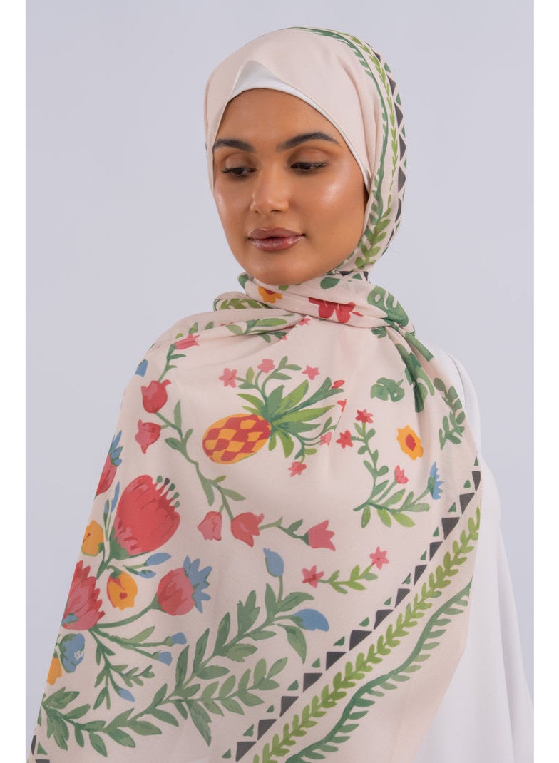Alamki Women Hijab Leaf Harmony Printed Chiffon - Image 3